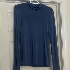 Blue Long Sleeve Turtleneck Top